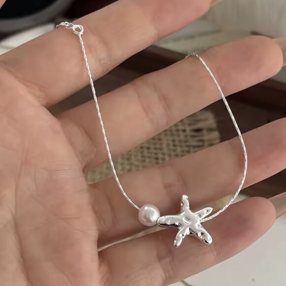 Sterling Silver 925 Starfish Bracelet with Pearl - Picture 2 of 7